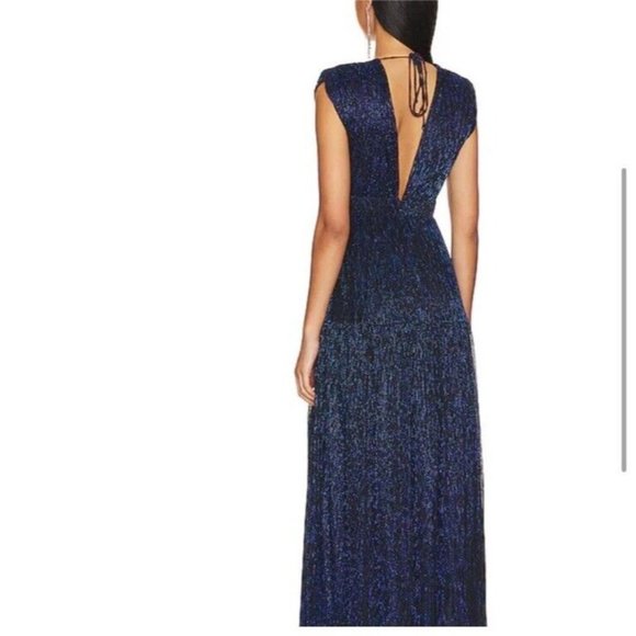 Karina Grimaldi Merment Dress Sapphire Blue Metallic - Picture 4 of 4